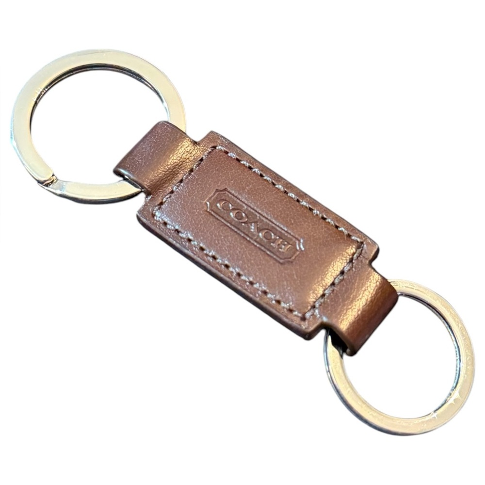 Coach Brown Leather Valet 2-in-1 Embossed Split Key Ring with Snap Logo (NWOT) - Picture 4 of 7